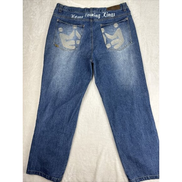 PNB NATION Jeans Men’s Size 38 X 34 Hip Hop Baggy Wide Leg Y2K VTG Blue - Picture 10 of 14